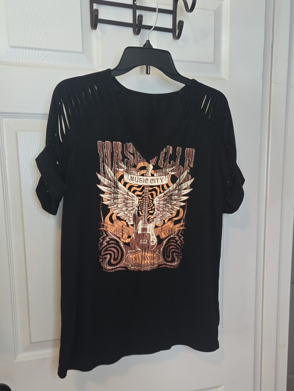 Black Nashville Graphic Women's V-Neck Tee